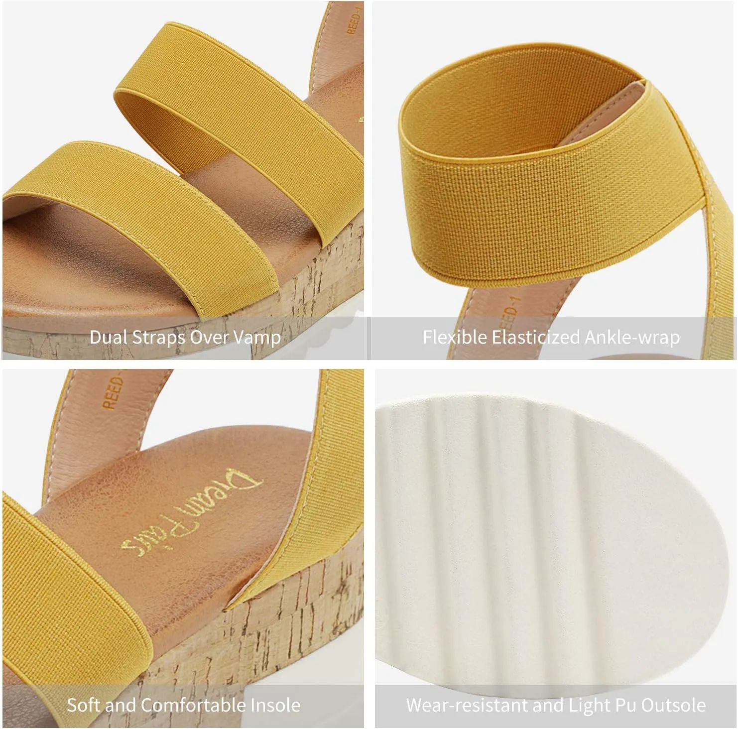 DREAM PAIRS Women's Open Toe Ankle Strap Casual Flatform Platform Wedges Sandals