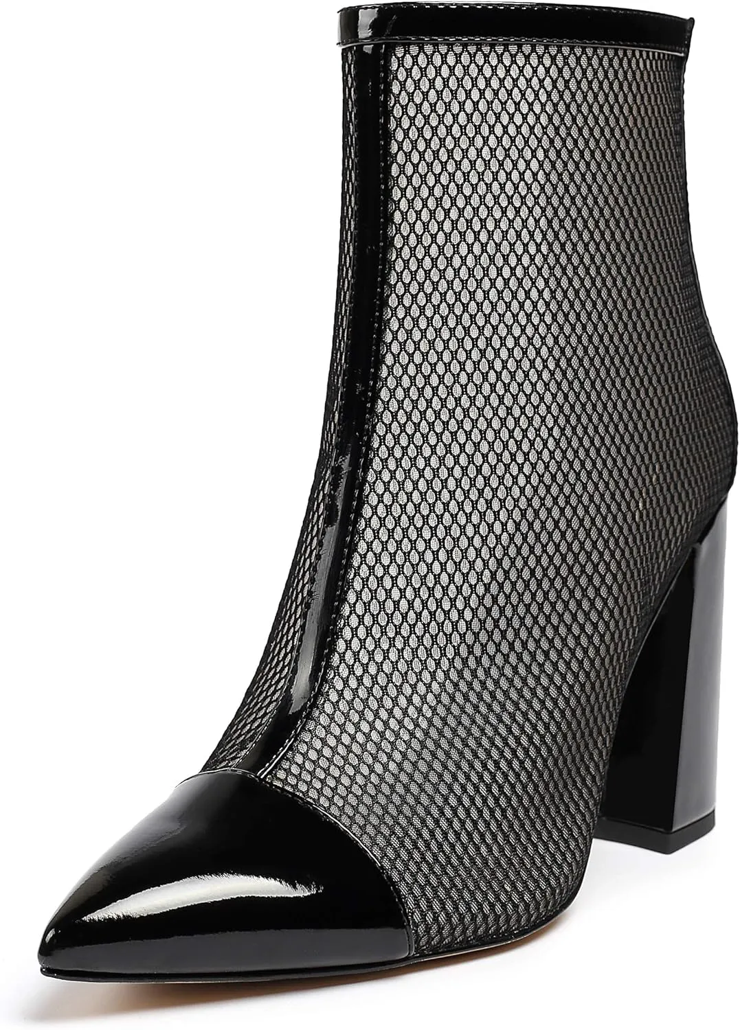 Eldof Womens Sandal Boots Pointed Toe Ankle Booties 4" Sexy Mesh Ankle Zipper Boots for Party Dress Office