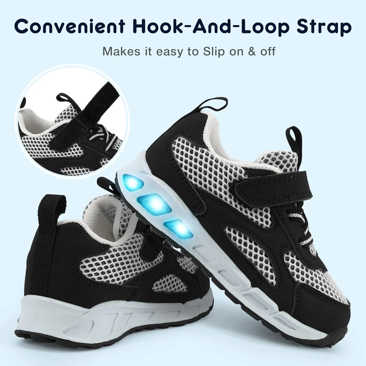 Floranate Light Up Toddler Boys Girls Shoes LED Flashing Lightweight Tennis Walking Sneakers for Toddler and Little Kid