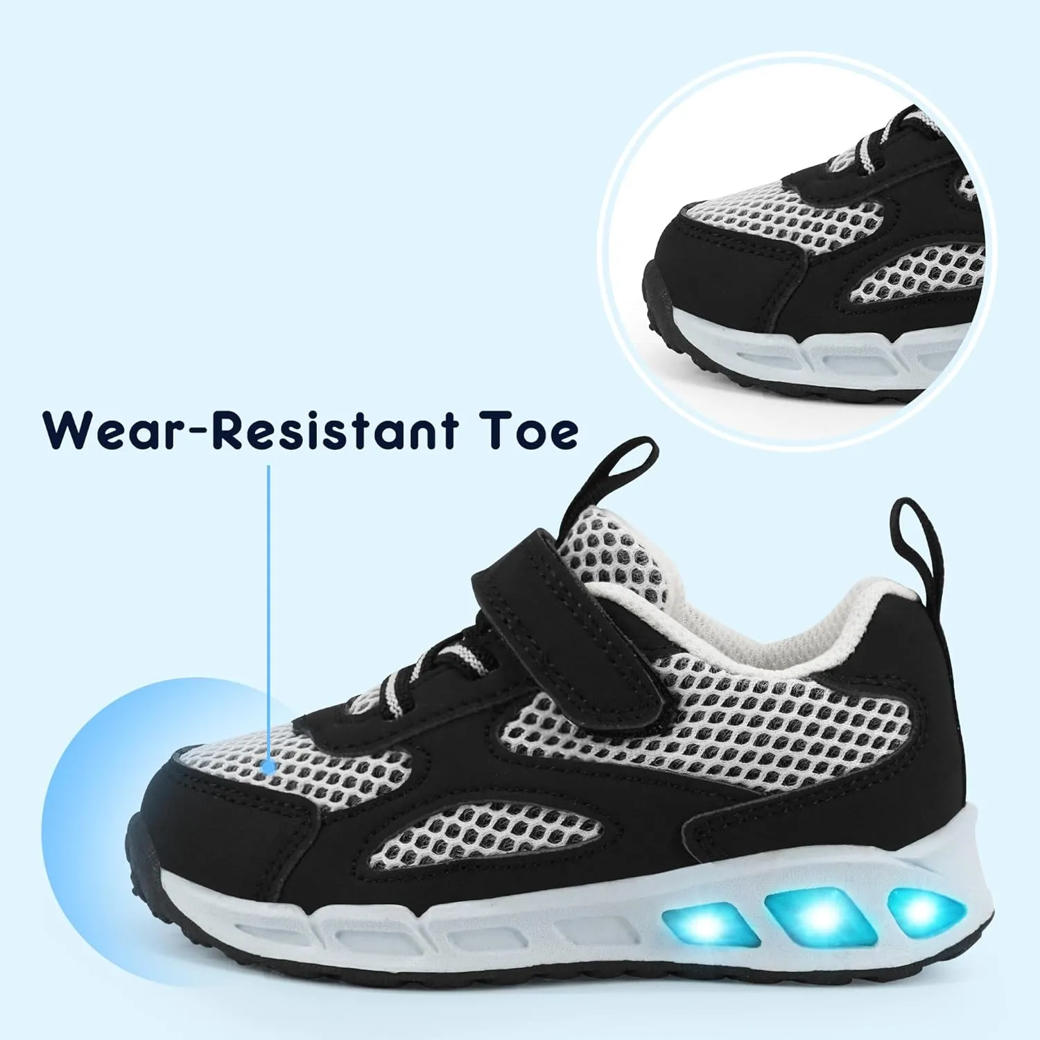 Floranate Light Up Toddler Boys Girls Shoes LED Flashing Lightweight Tennis Walking Sneakers for Toddler and Little Kid