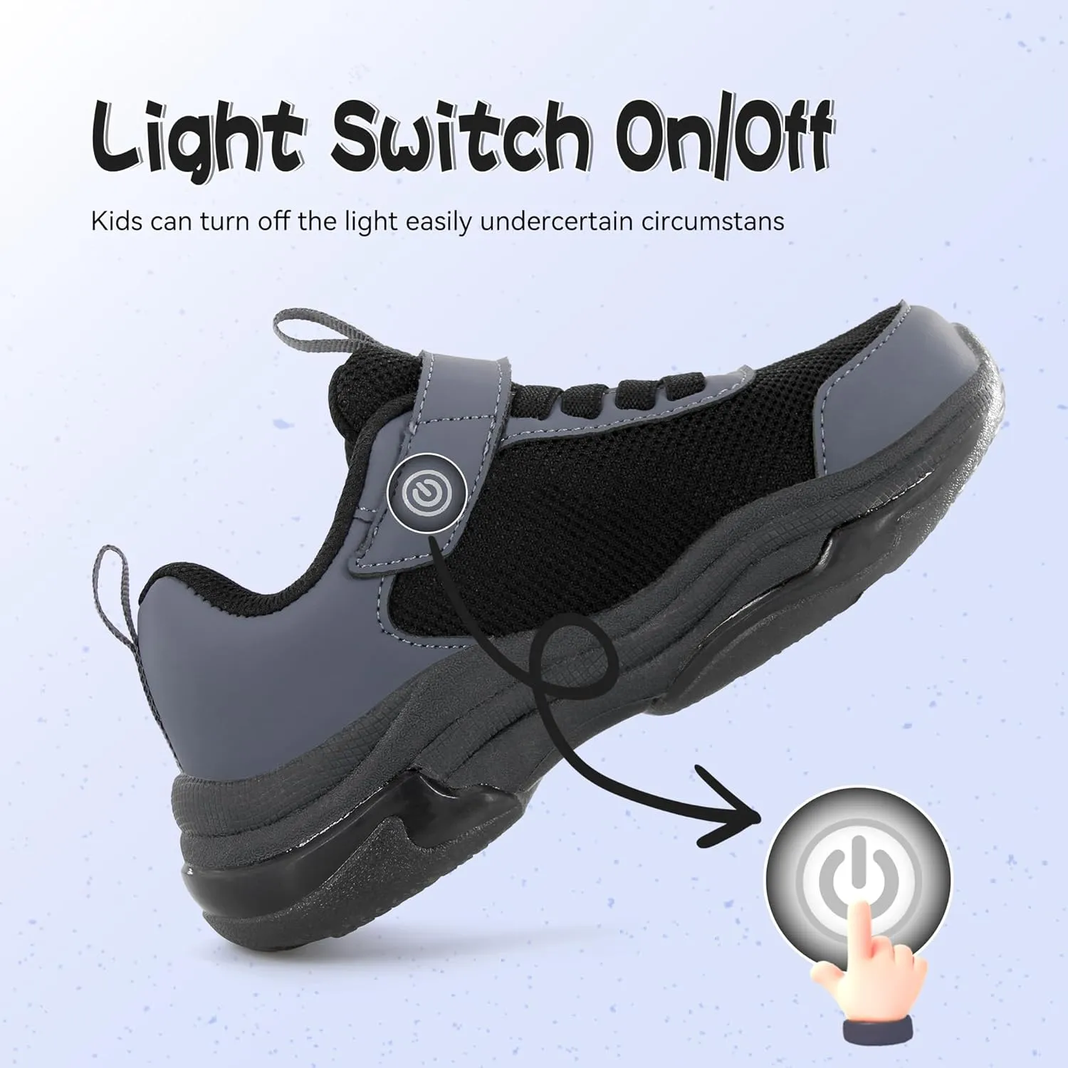 Floranate Little Kids Light Up Shoes for Girls Boys Tennis Sneakers with Switch Strap Walking Shoes Athletic Footwear Toddler Size 10 to Size 2 Lightweight