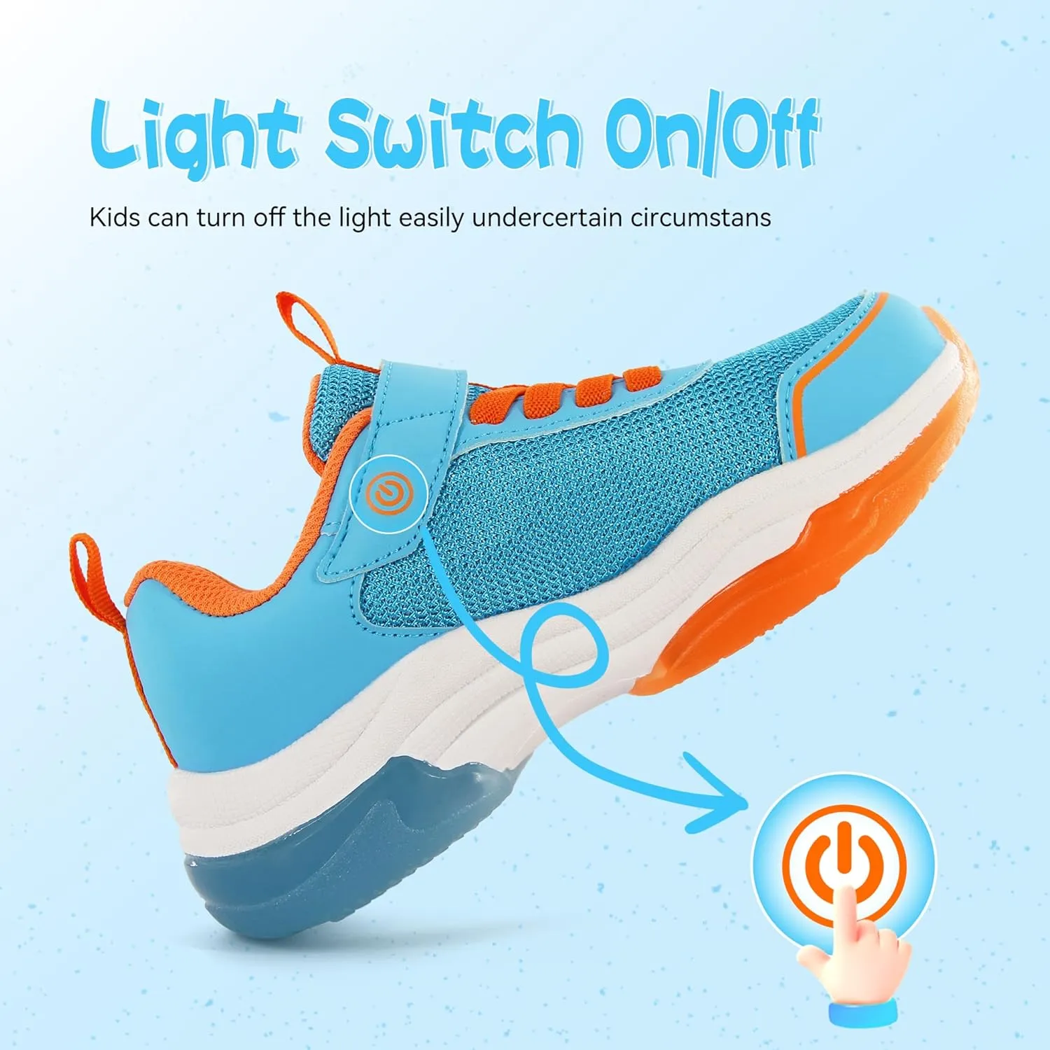Floranate Little Kids Light Up Shoes for Girls Boys Tennis Sneakers with Switch Strap Walking Shoes Athletic Footwear Toddler Size 10 to Size 2 Lightweight