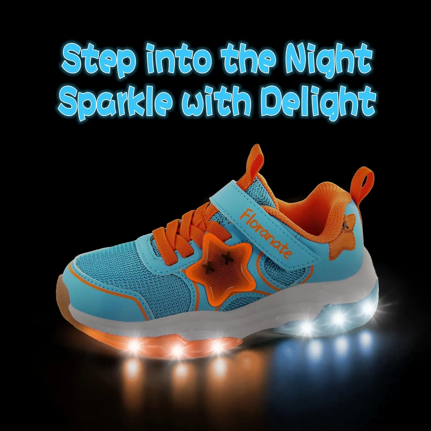 Floranate Little Kids Light Up Shoes for Girls Boys Tennis Sneakers with Switch Strap Walking Shoes Athletic Footwear Toddler Size 10 to Size 2 Lightweight