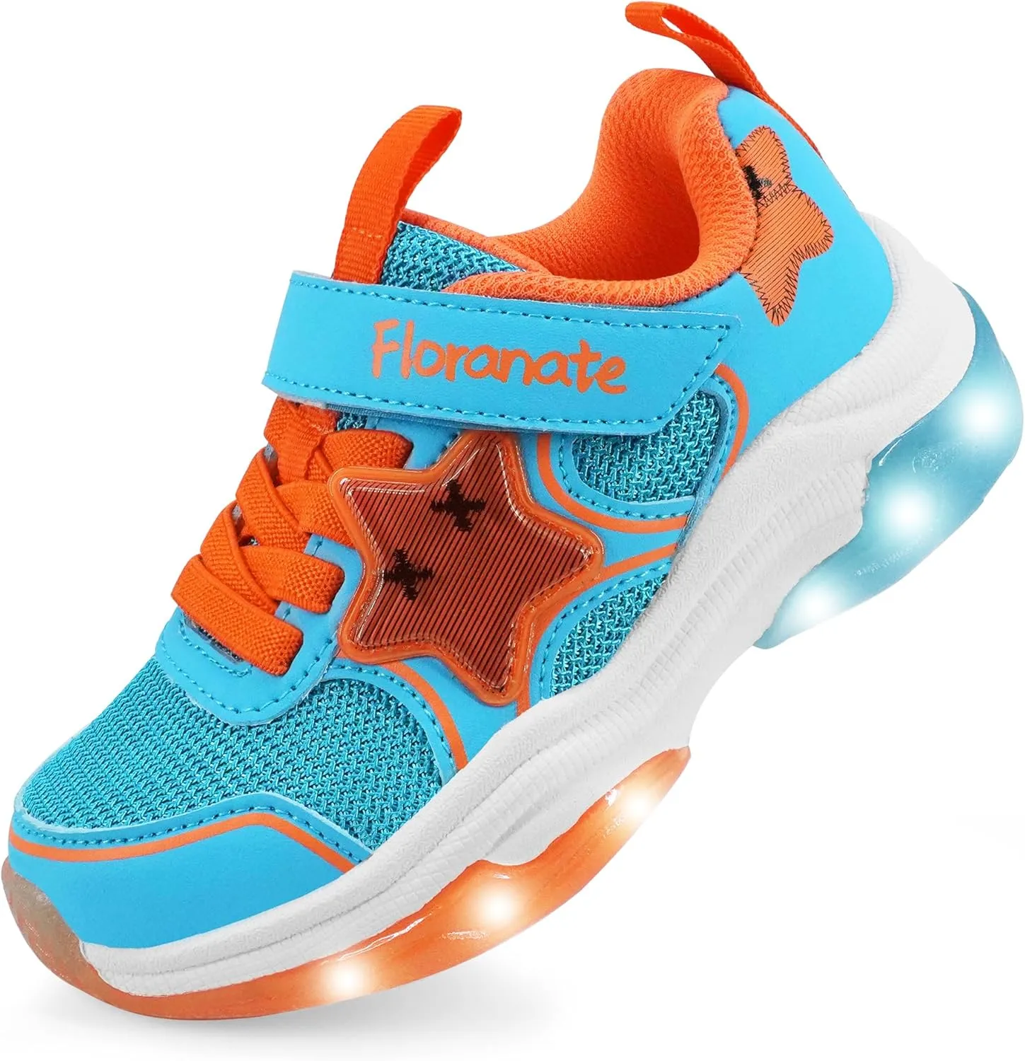 Floranate Little Kids Light Up Shoes for Girls Boys Tennis Sneakers with Switch Strap Walking Shoes Athletic Footwear Toddler Size 10 to Size 2 Lightweight