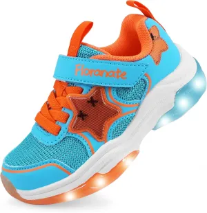 Floranate Little Kids Light Up Shoes for Girls Boys Tennis Sneakers with Switch Strap Walking Shoes Athletic Footwear Toddler Size 10 to Size 2 Lightweight