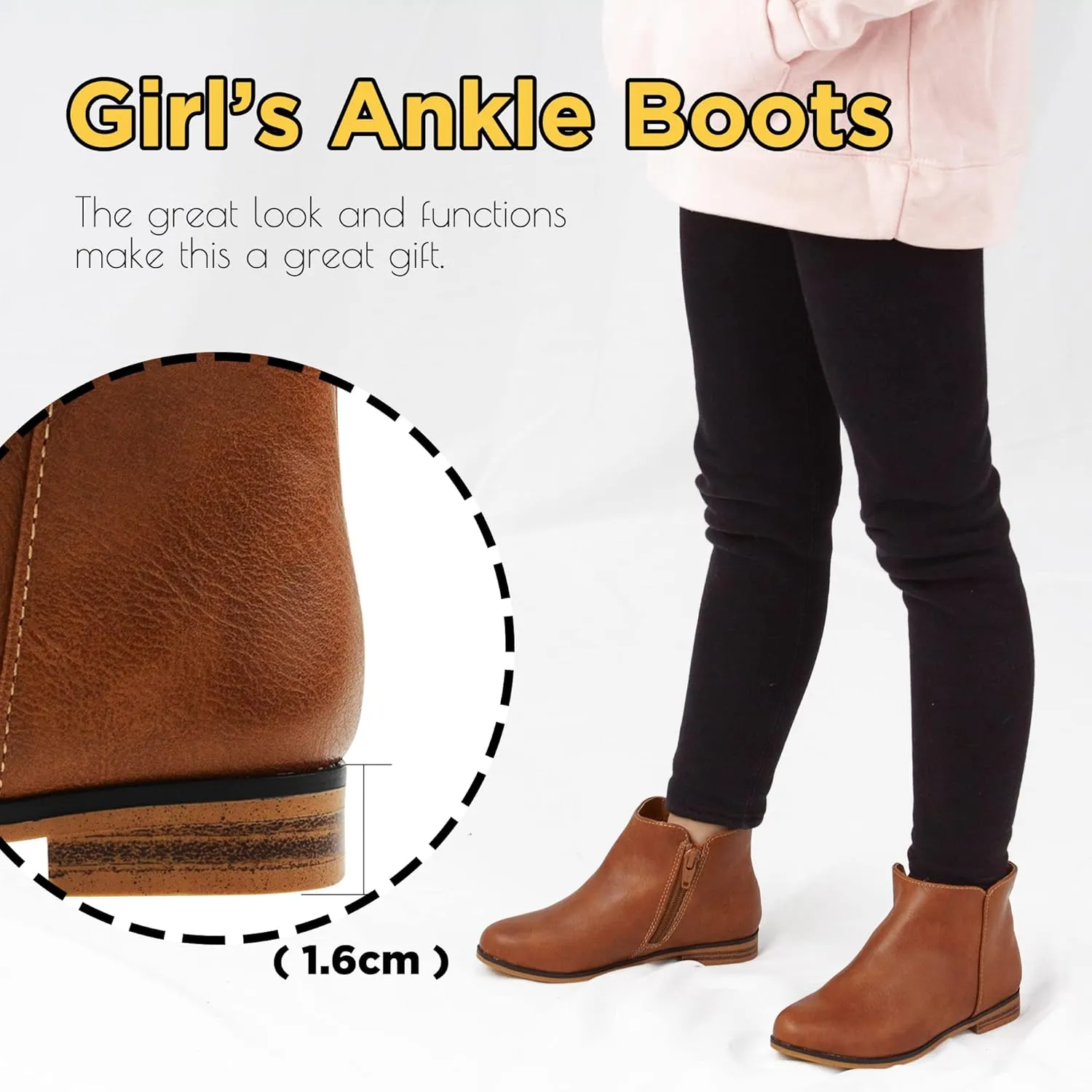 FLYFUPPY Girls Boots Ankle Boots for Girls Side Zipper Short Suede Booties Fashion Boots for Toddler/Little/Big Kids