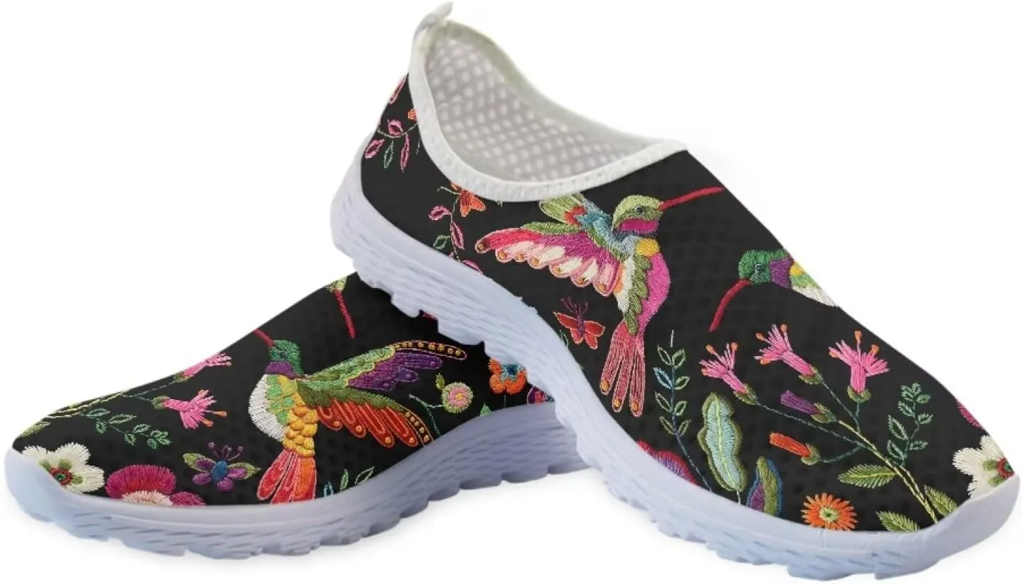 Forchrinse Floral Corgi Print Women’s Men’s Slip on Shoes Soft Mesh Walking Sneakers Sport Causal Travel Shoes Breathable