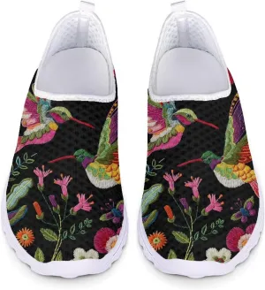 Forchrinse Floral Corgi Print Women’s Men’s Slip on Shoes Soft Mesh Walking Sneakers Sport Causal Travel Shoes Breathable