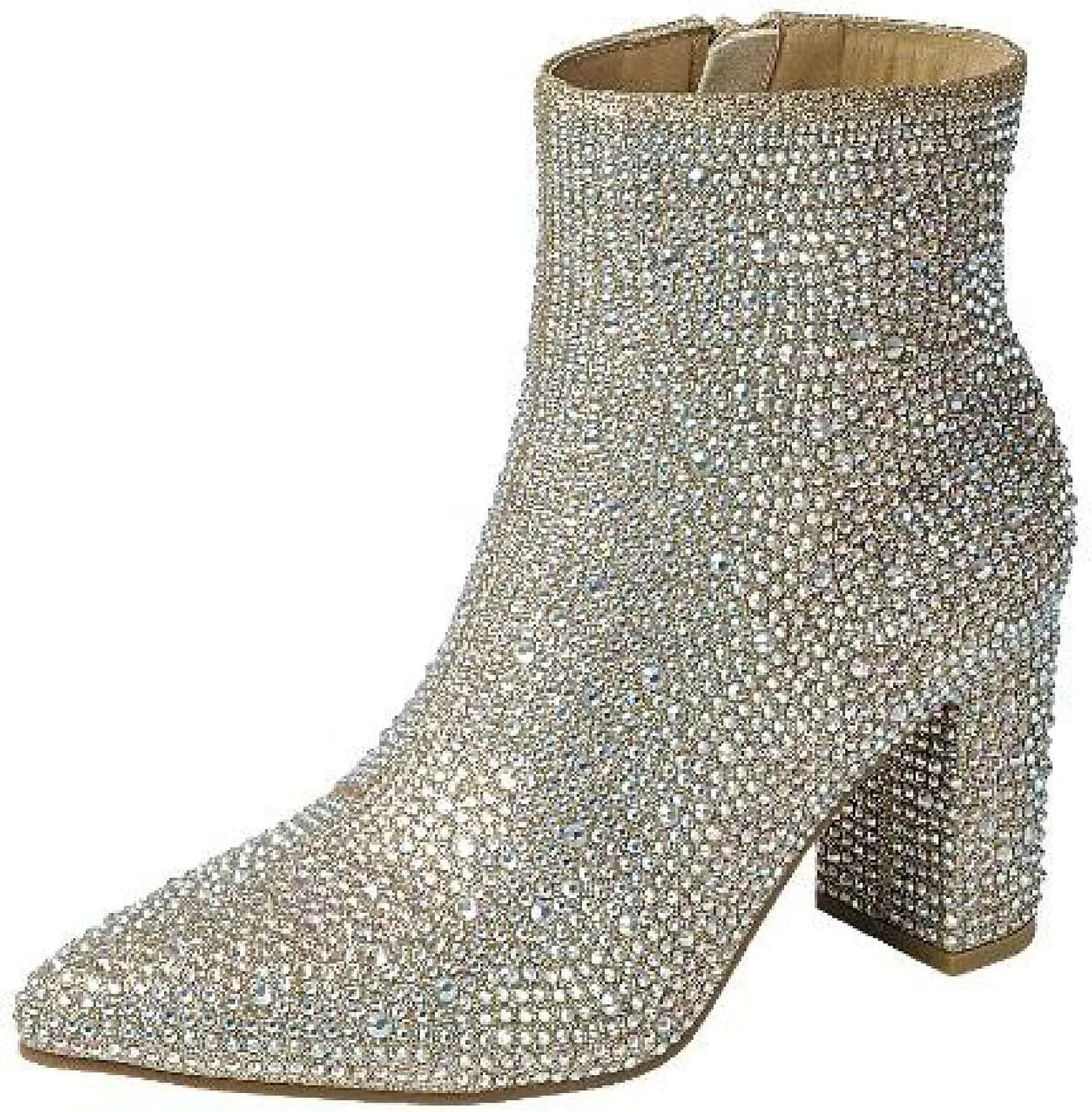 Forever Link Womens Pointed Toe Jeweled Rhinestone Crystal Ankle Booties Boots