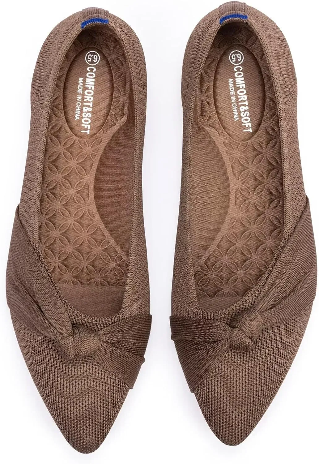 Frank Mully Womens Pointed Toe Flats Knit Dress Shoes Comfort Women Shoes Slip On Shoes for Woman Classic Softable Shoes Low Wedge