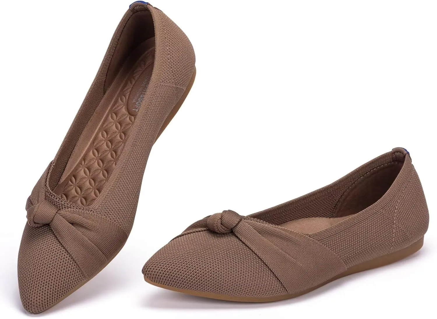Frank Mully Womens Pointed Toe Flats Knit Dress Shoes Comfort Women Shoes Slip On Shoes for Woman Classic Softable Shoes Low Wedge