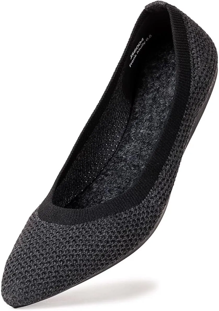 Frank Mully Womens Pointed Toe Flats Knit Dress Shoes Comfort Women Shoes Slip On Shoes for Woman Classic Softable Shoes Low Wedge