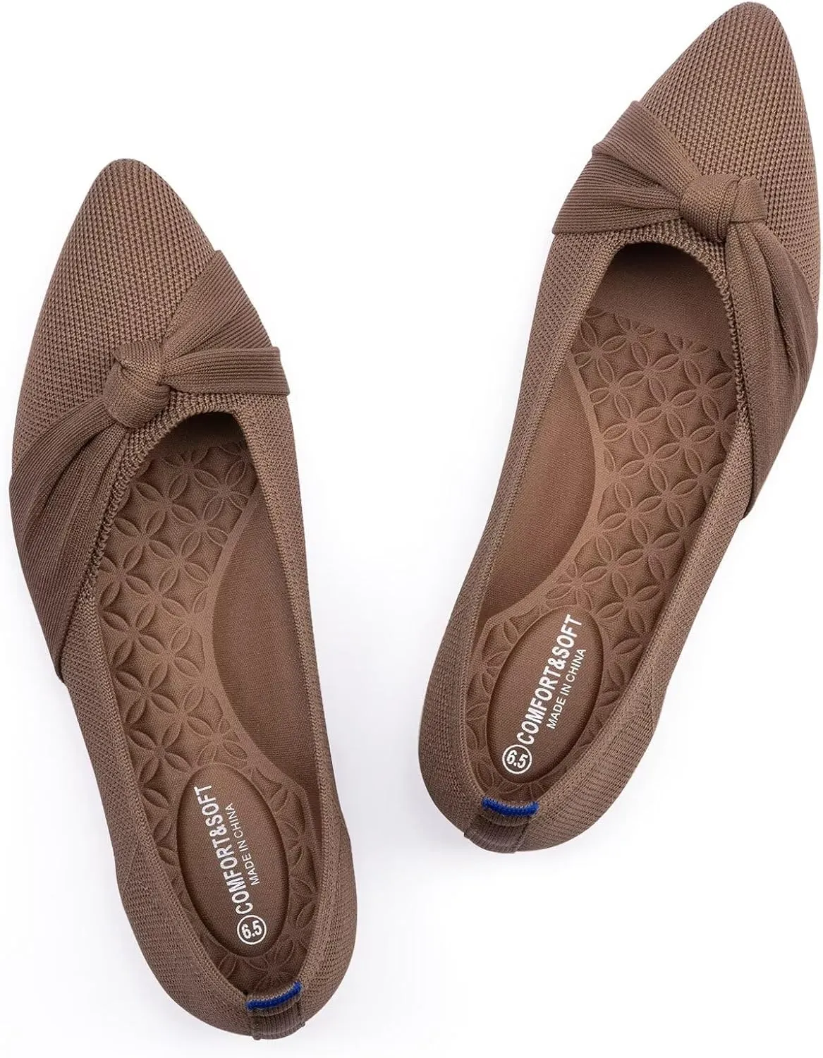 Frank Mully Womens Pointed Toe Flats Knit Dress Shoes Comfort Women Shoes Slip On Shoes for Woman Classic Softable Shoes Low Wedge