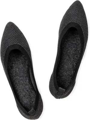 Frank Mully Womens Pointed Toe Flats Knit Dress Shoes Comfort Women Shoes Slip On Shoes for Woman Classic Softable Shoes Low Wedge