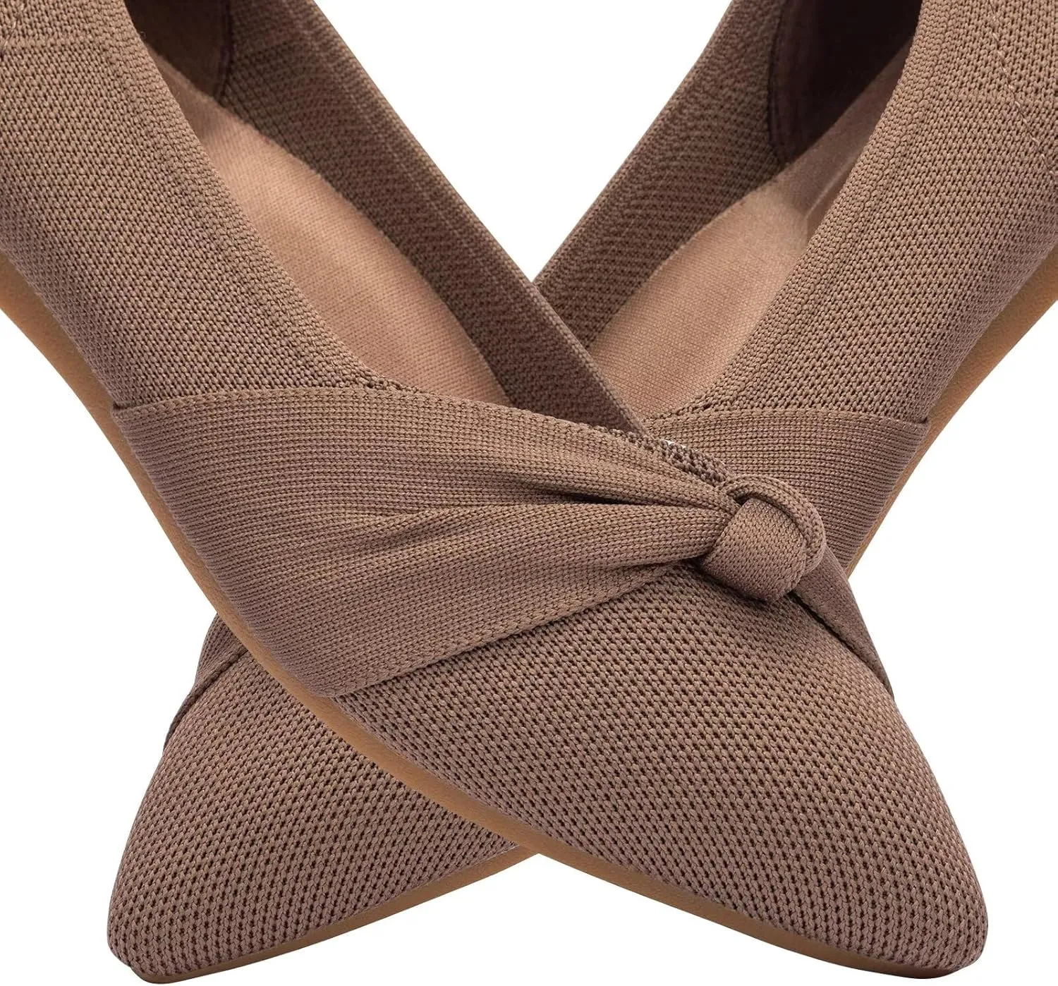 Frank Mully Womens Pointed Toe Flats Knit Dress Shoes Comfort Women Shoes Slip On Shoes for Woman Classic Softable Shoes Low Wedge