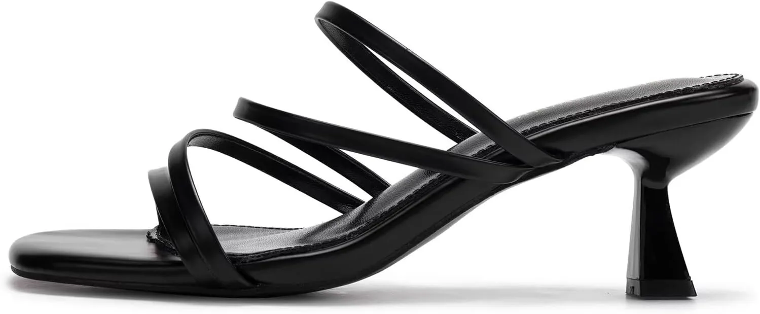 Frank Mully Women's Strappy Heels Comfortable Kitten-Heels Sandals Square Open Toe Cute Wedding Party Evening Prom Dress Pump Sandals Shoes