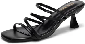 Frank Mully Women's Strappy Heels Comfortable Kitten-Heels Sandals Square Open Toe Cute Wedding Party Evening Prom Dress Pump Sandals Shoes