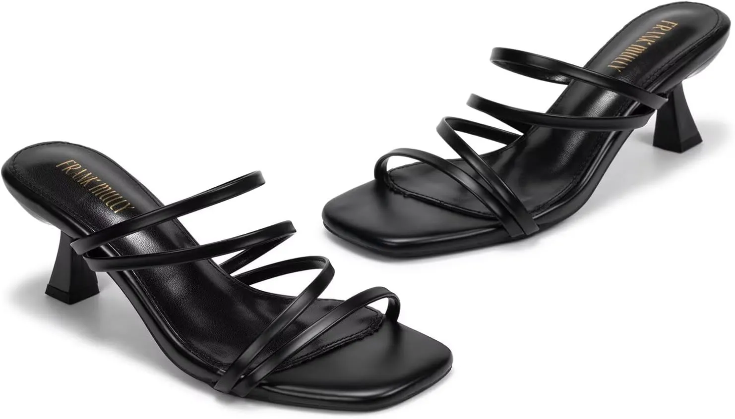 Frank Mully Women's Strappy Heels Comfortable Kitten-Heels Sandals Square Open Toe Cute Wedding Party Evening Prom Dress Pump Sandals Shoes