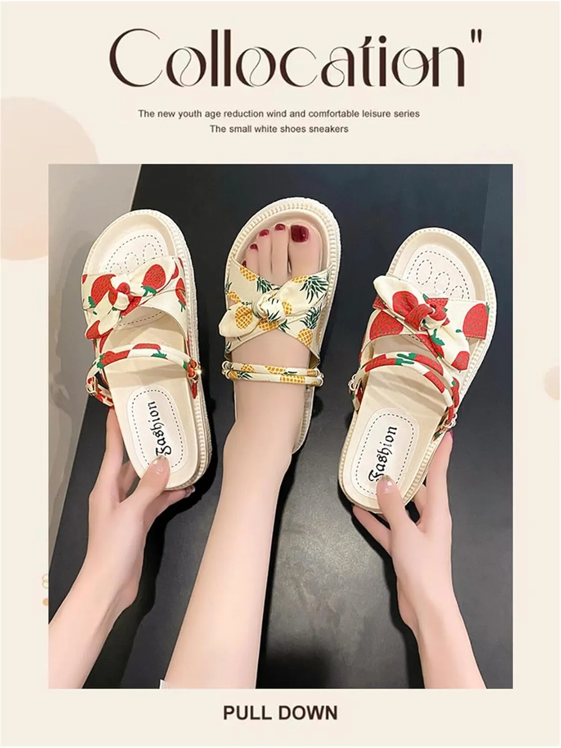 Fruit Walking Sandals Women Water Sandals Non Slip Outdoor Indoor Footwear For Beach Travel Shower Flip Flops Women