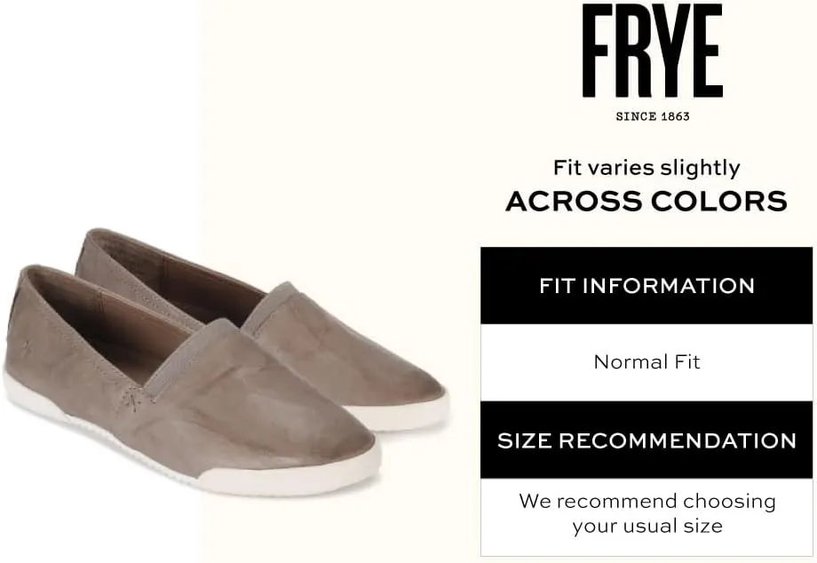Frye Melanie Slip On Shoes for Women Crafted from Premium Leather with White Rubber Toe Bumpers and Soles, Leather Lining, and Removable Footbeds – 1 ¼” Outsole
