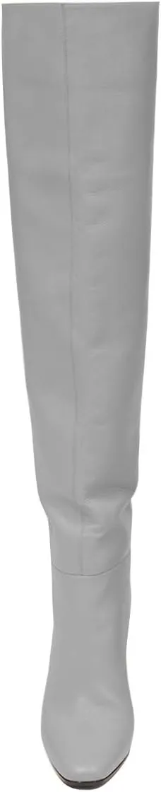 FSJ Women Over The Knee Boots Comfy Wrinkled Cutout High Chunky Heels Square Toe Fancy Pull On Office Shoe Size 4-15 US