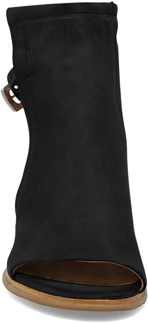 FSJ Women Peep Open Toe Sandals Boot Cut Out Buckle Ankle Bootie Comfortable Stacked Block Low Heeled Summer Sandal Shoes Size 4-15 M US