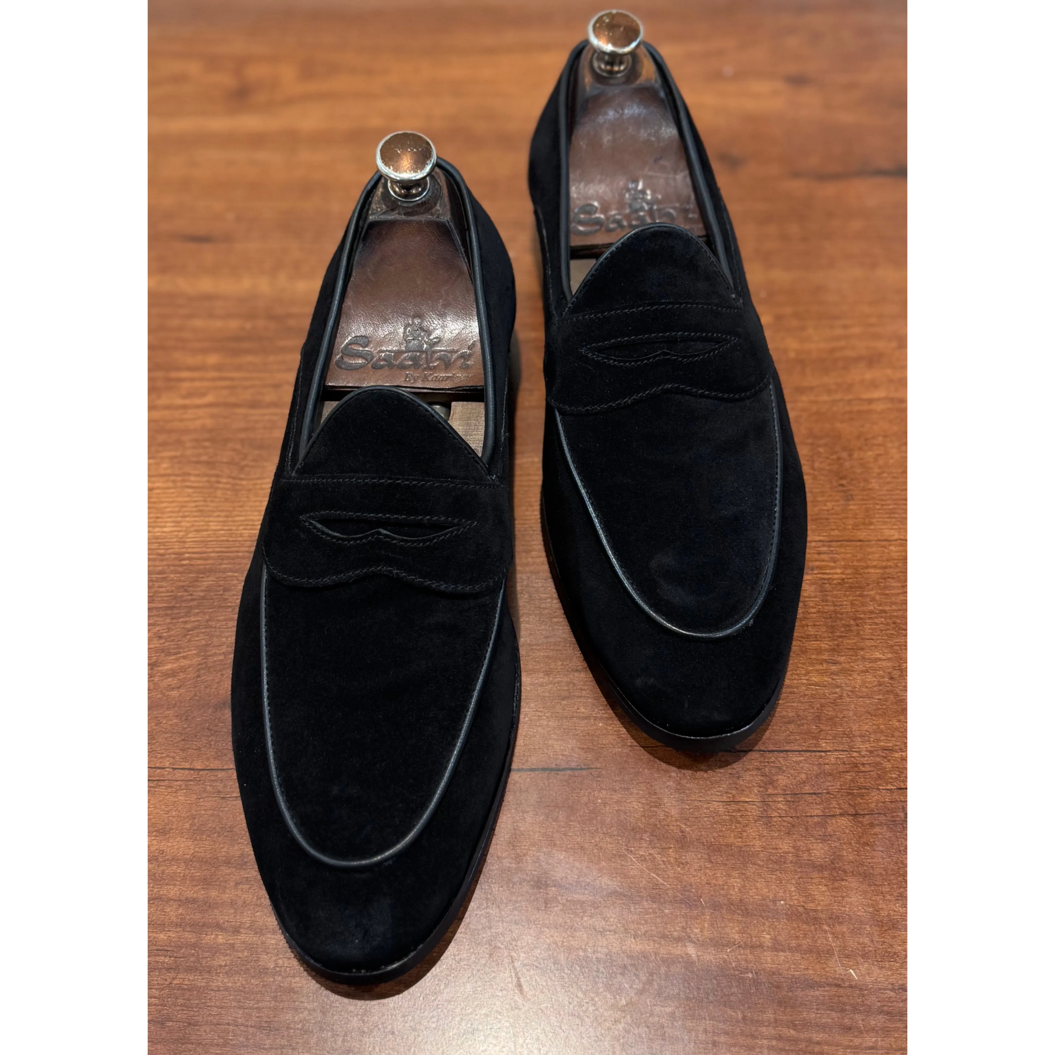 Full Saddle Penny Loafers Black