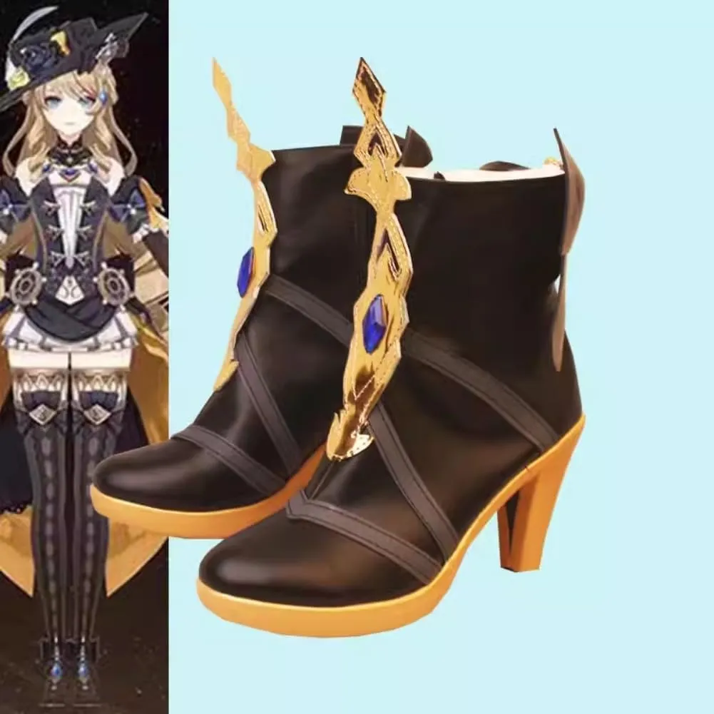 Genshin Impact Fontaine Navia Cosplay Shoes Halloween Game Women High Heel Boots Role Play Anime New