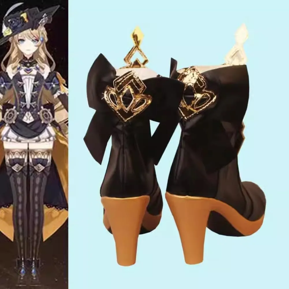 Genshin Impact Fontaine Navia Cosplay Shoes Halloween Game Women High Heel Boots Role Play Anime New