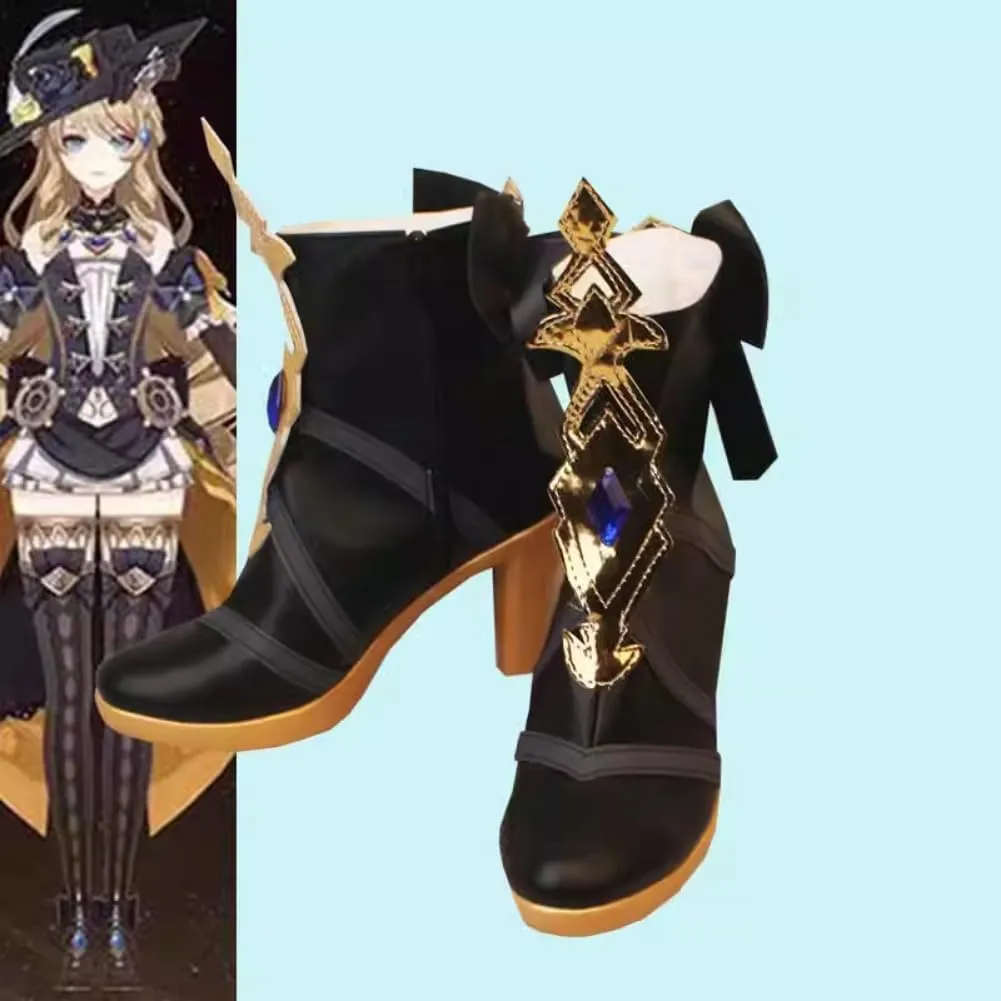 Genshin Impact Fontaine Navia Cosplay Shoes Halloween Game Women High Heel Boots Role Play Anime New