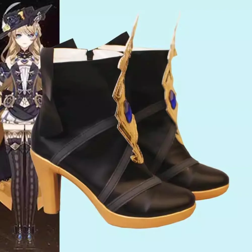 Genshin Impact Fontaine Navia Cosplay Shoes Halloween Game Women High Heel Boots Role Play Anime New