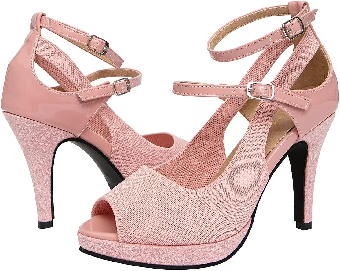 getmorebeauty Women's High Heels Shoes Ankle Straps Dress Heeled Sandals