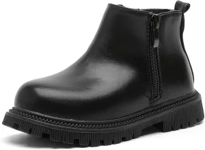 Girls Ankle Boots Fashion Side Zipper Boots Lace Up Waterproof Combat Shoes for Toddler/Little Kid