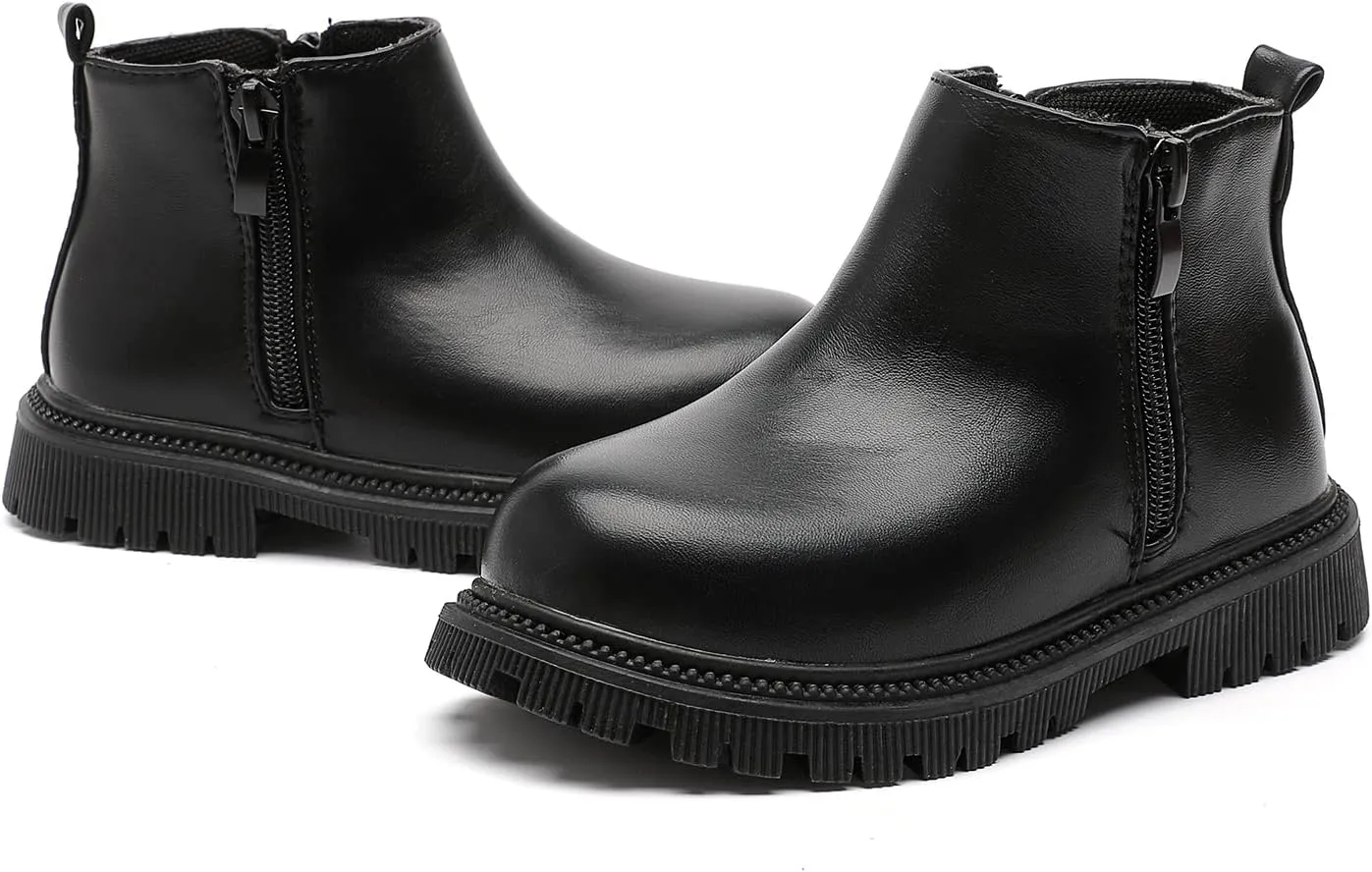 Girls Ankle Boots Fashion Side Zipper Boots Lace Up Waterproof Combat Shoes for Toddler/Little Kid