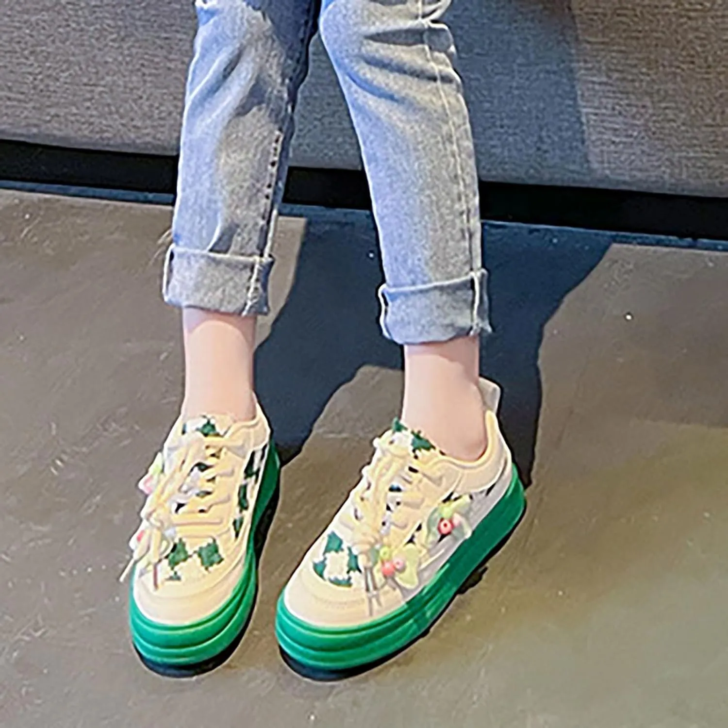 Girls' Bowknot White Sneaker Toddler Kids Casual Breathable Shoes for Little Kid Tennis Running Lace Up Spring Shoes