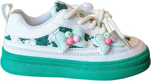 Girls' Bowknot White Sneaker Toddler Kids Casual Breathable Shoes for Little Kid Tennis Running Lace Up Spring Shoes
