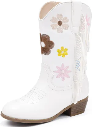 Girls Cowboy Boots Toddler Cowgirl Floral Embroidered Fringe Little Kids Western Boots Girl Riding Boot Birthday Party