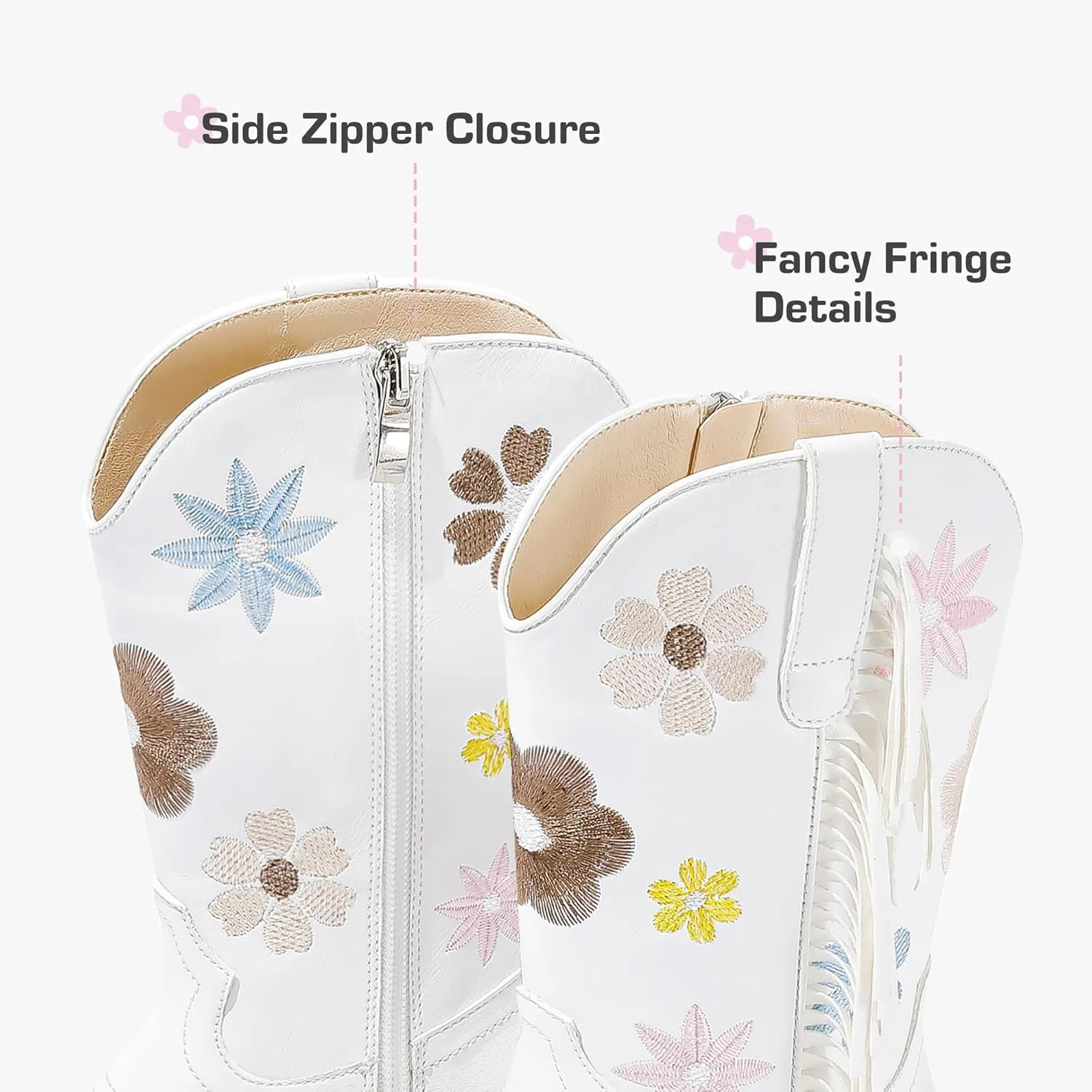 Girls Cowboy Boots Toddler Cowgirl Floral Embroidered Fringe Little Kids Western Boots Girl Riding Boot Birthday Party