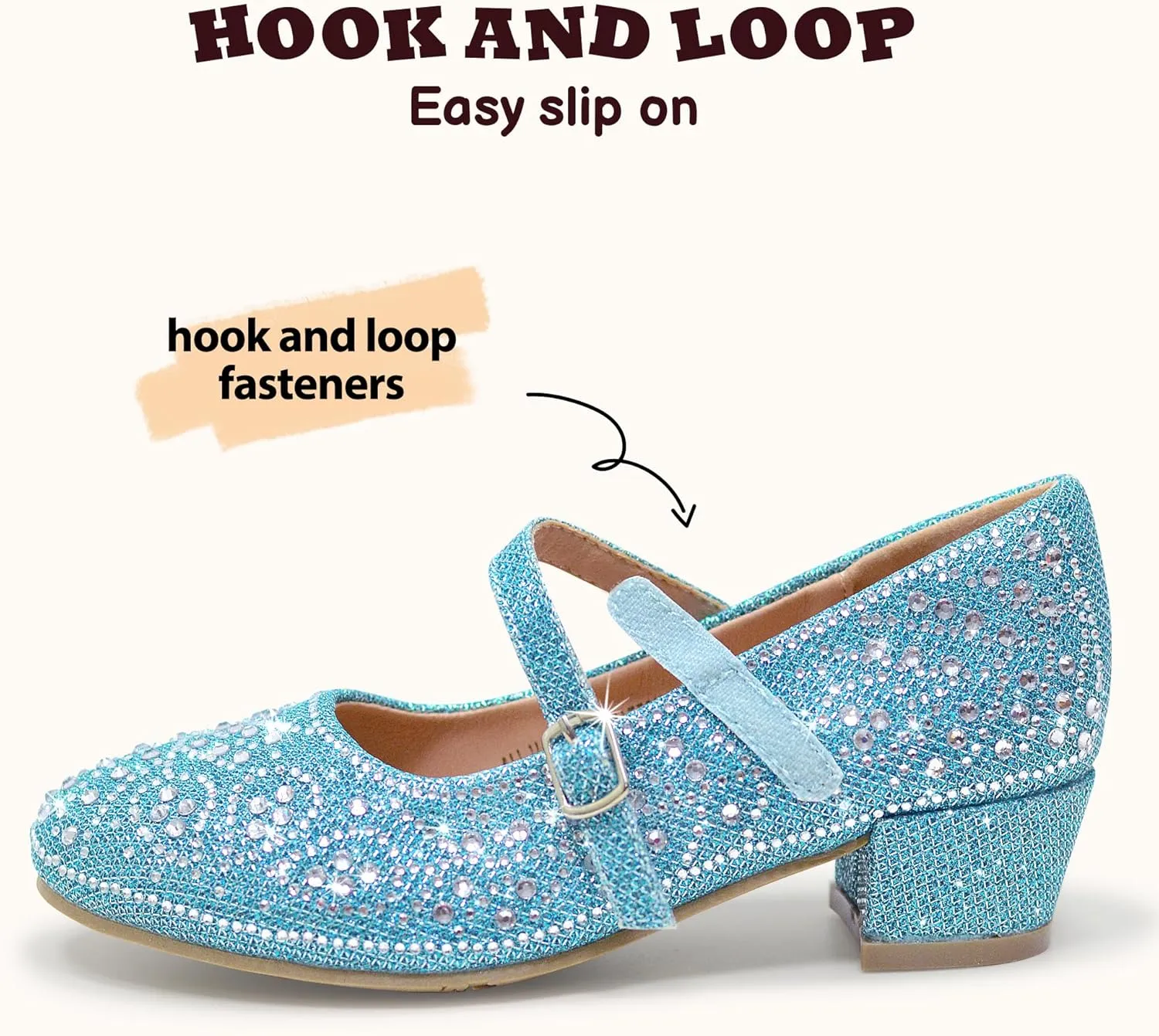 Girls Dress Shoes Mary Jane Low Heel Princess Flower Wedding Flats Glitter Shoes for Toddler/Little Kid/Big Kids