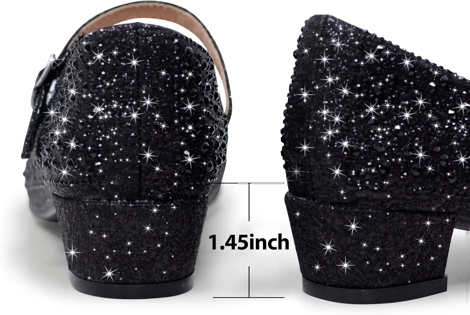 Girls Dress Shoes Mary Jane Low Heel Princess Flower Wedding Flats Glitter Shoes for Toddler/Little Kid/Big Kids