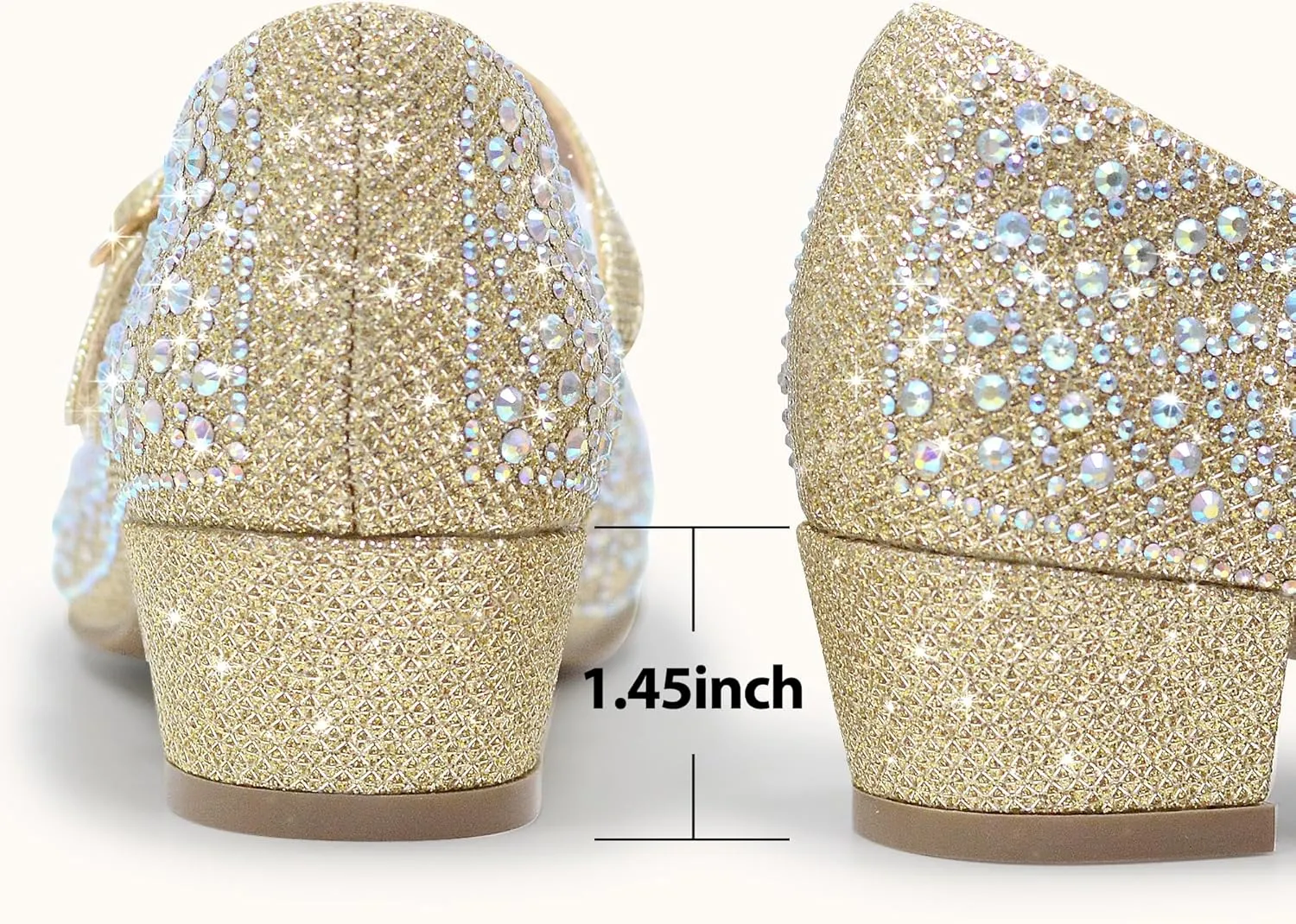 Girls Dress Shoes Mary Jane Low Heel Princess Flower Wedding Flats Glitter Shoes for Toddler/Little Kid/Big Kids