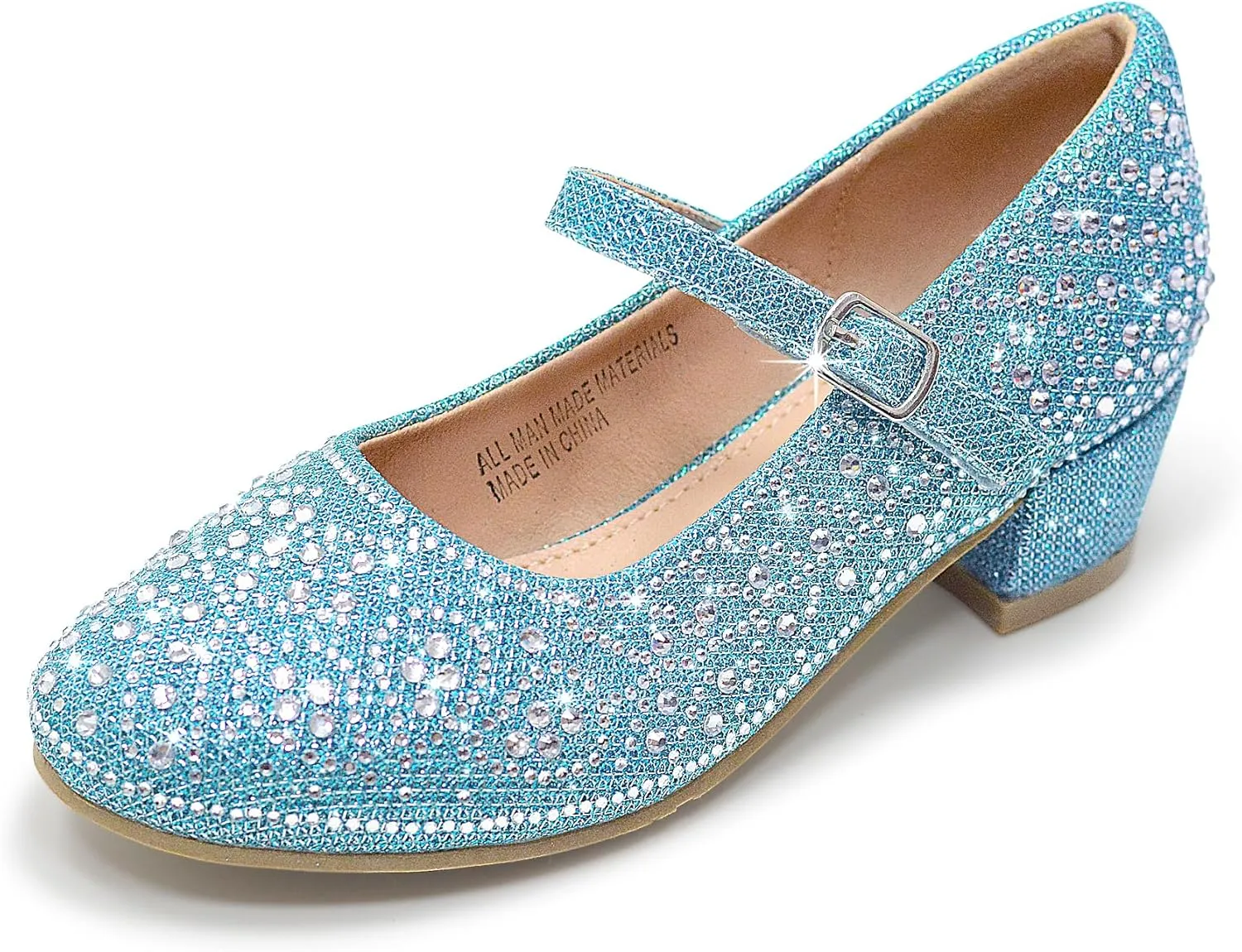Girls Dress Shoes Mary Jane Low Heel Princess Flower Wedding Flats Glitter Shoes for Toddler/Little Kid/Big Kids