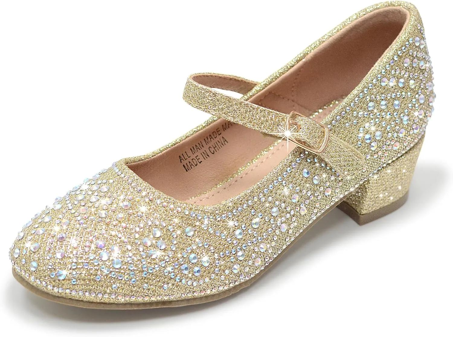 Girls Dress Shoes Mary Jane Low Heel Princess Flower Wedding Flats Glitter Shoes for Toddler/Little Kid/Big Kids