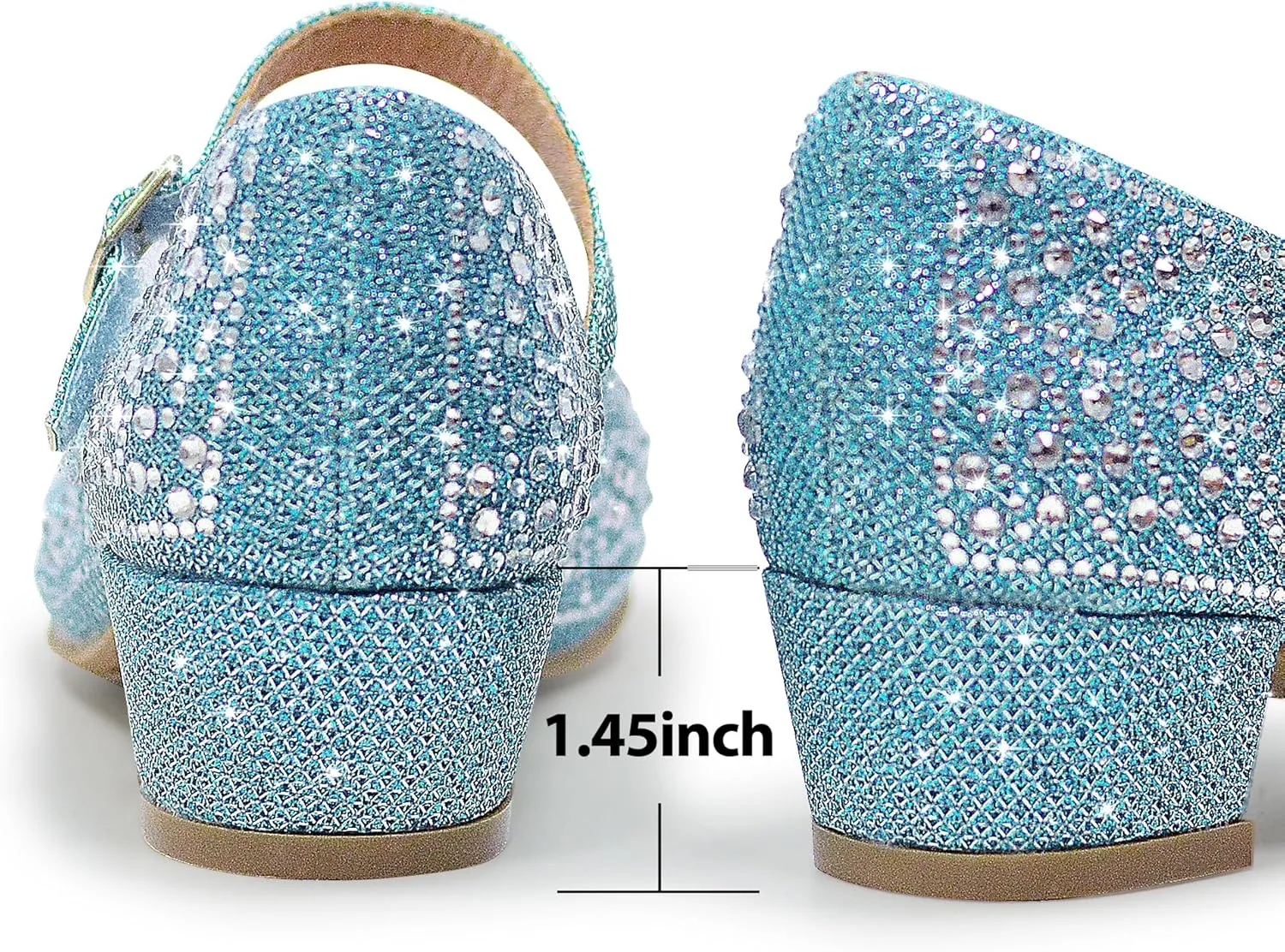 Girls Dress Shoes Mary Jane Low Heel Princess Flower Wedding Flats Glitter Shoes for Toddler/Little Kid/Big Kids