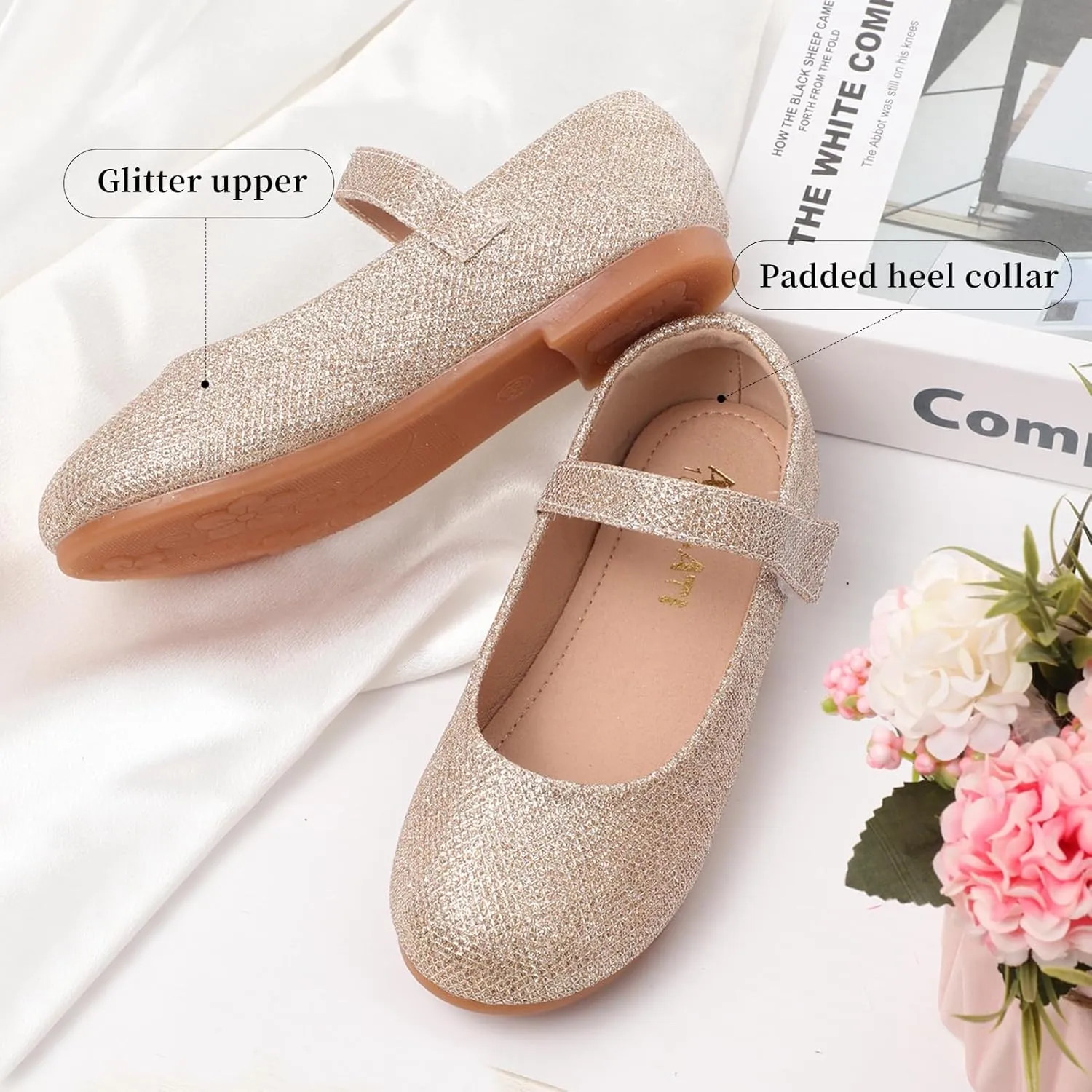 Girls Mary Jane Dress Shoes Toddler Flower Girls Kids Casual Slip on Ballet Flats School Wedding Party Church Girls Shoes