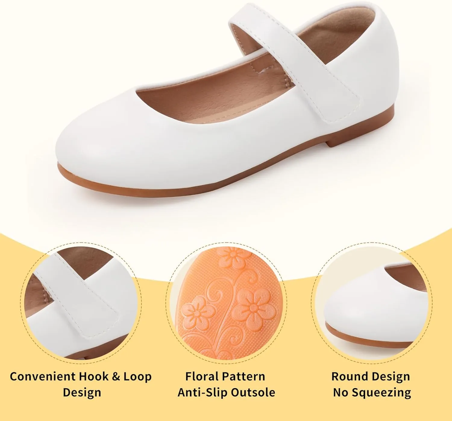 Girls Mary Jane Dress Shoes Toddler Flower Girls Kids Casual Slip on Ballet Flats School Wedding Party Church Girls Shoes