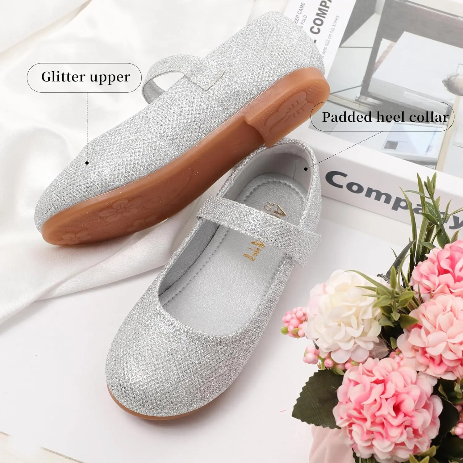 Girls Mary Jane Dress Shoes Toddler Flower Girls Kids Casual Slip on Ballet Flats School Wedding Party Church Girls Shoes