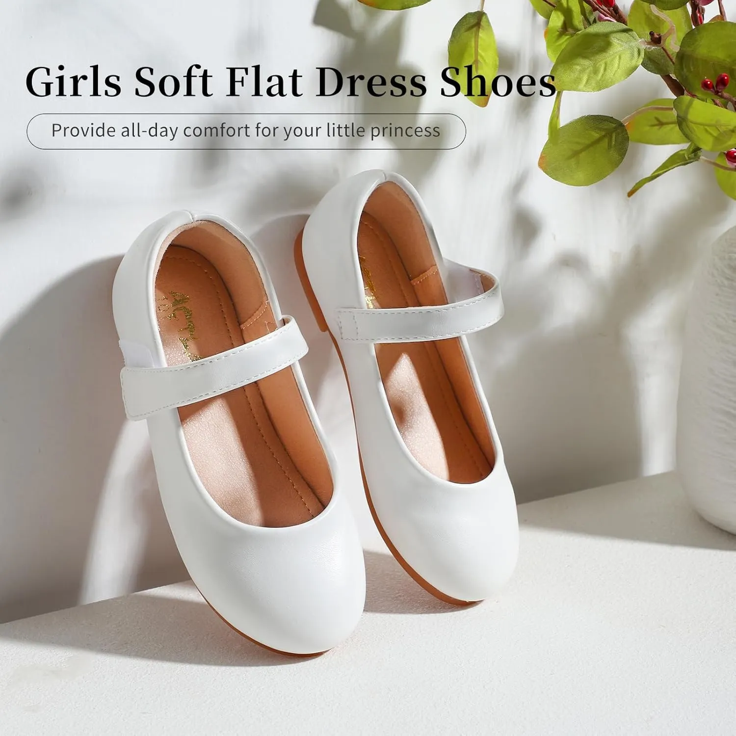 Girls Mary Jane Dress Shoes Toddler Flower Girls Kids Casual Slip on Ballet Flats School Wedding Party Church Girls Shoes