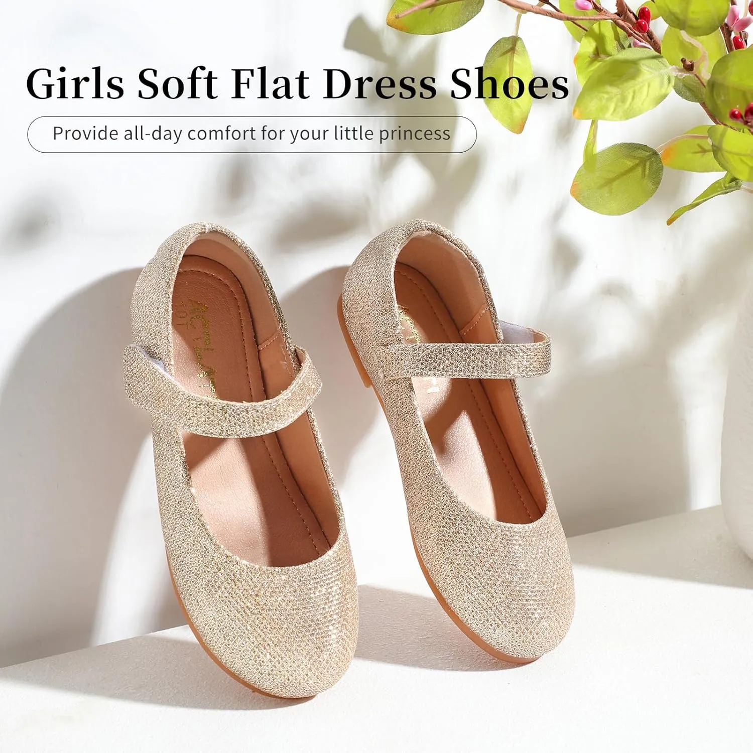 Girls Mary Jane Dress Shoes Toddler Flower Girls Kids Casual Slip on Ballet Flats School Wedding Party Church Girls Shoes