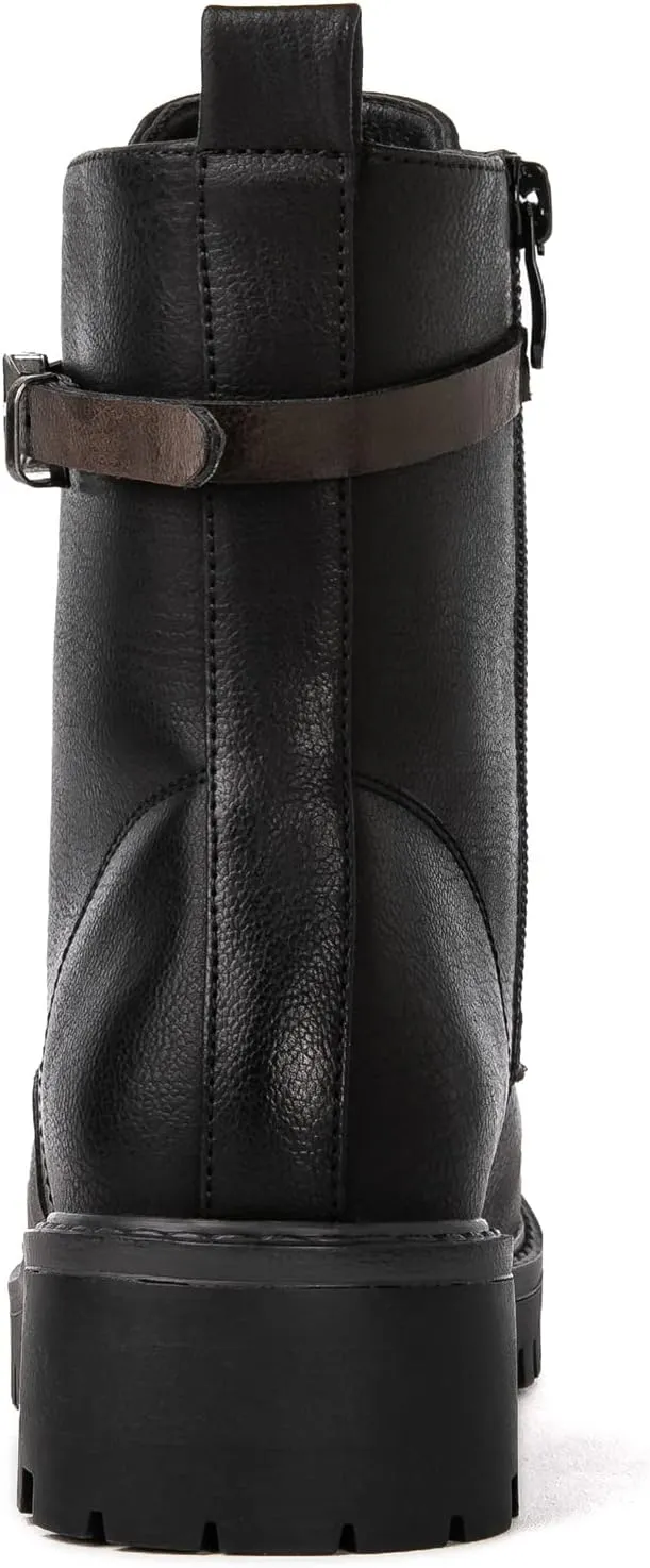 GLOBALWIN Women's Combat Boots Lace Up Boots For Women Ankle Booties For Women Low Heel